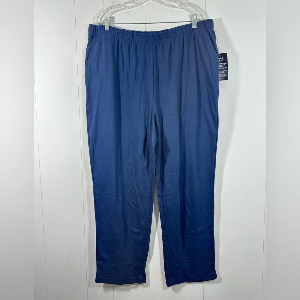 NEW Woman Within Sweat Pants Womens Sz 2X 26/28 Blue Straight Leg Lounge Cozy